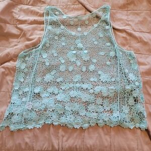 Y2K Crochet Hollow Out Overlay Tank Top